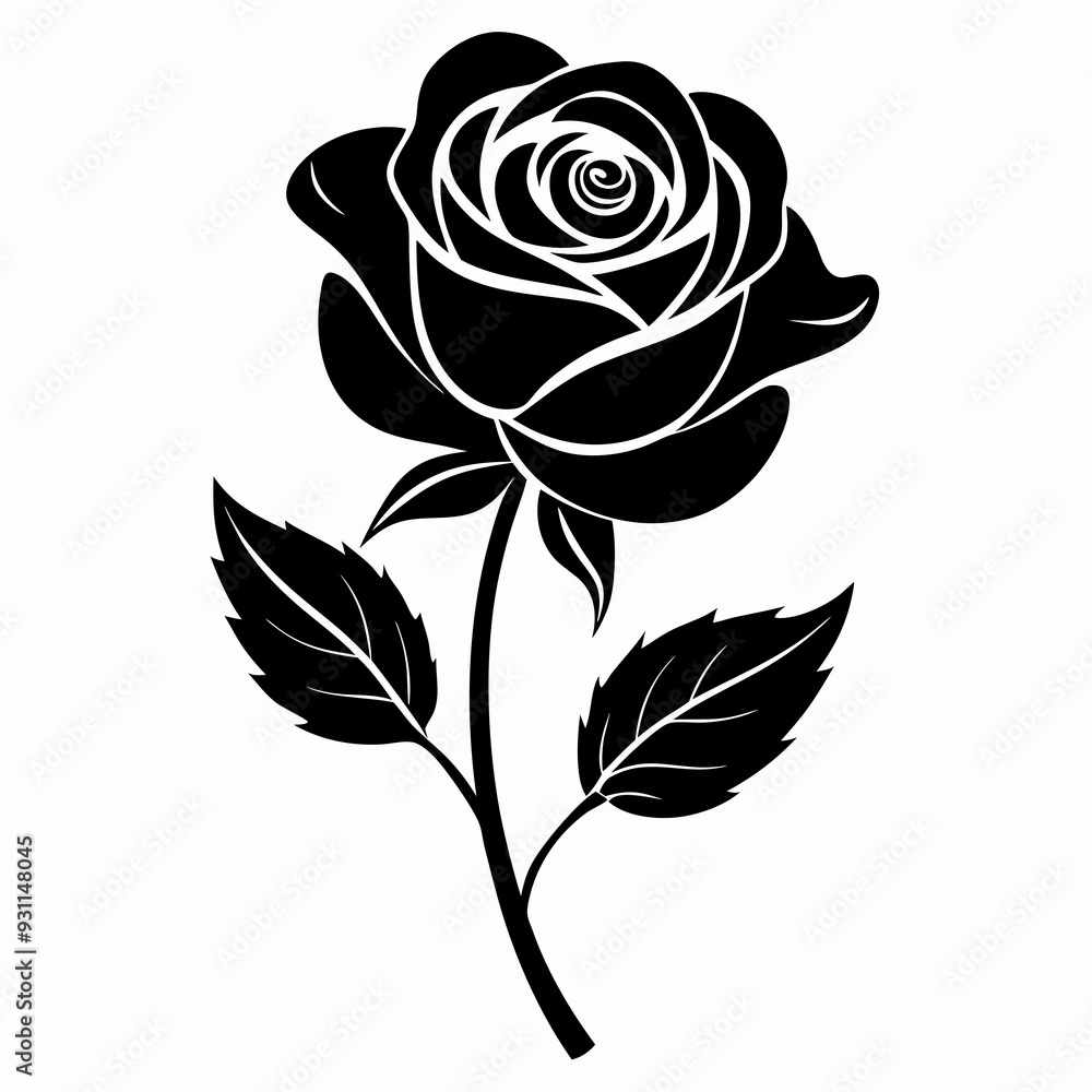 Rose Black illustration, silhouette Rose Black illustration, silhouette