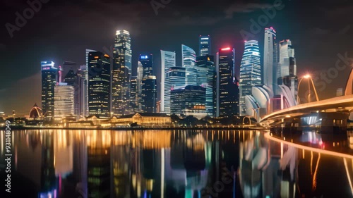 Wallpaper Mural Singapore skyline at night. Singapore is the most populous city in the world, Singapore city at night Torontodigital.ca