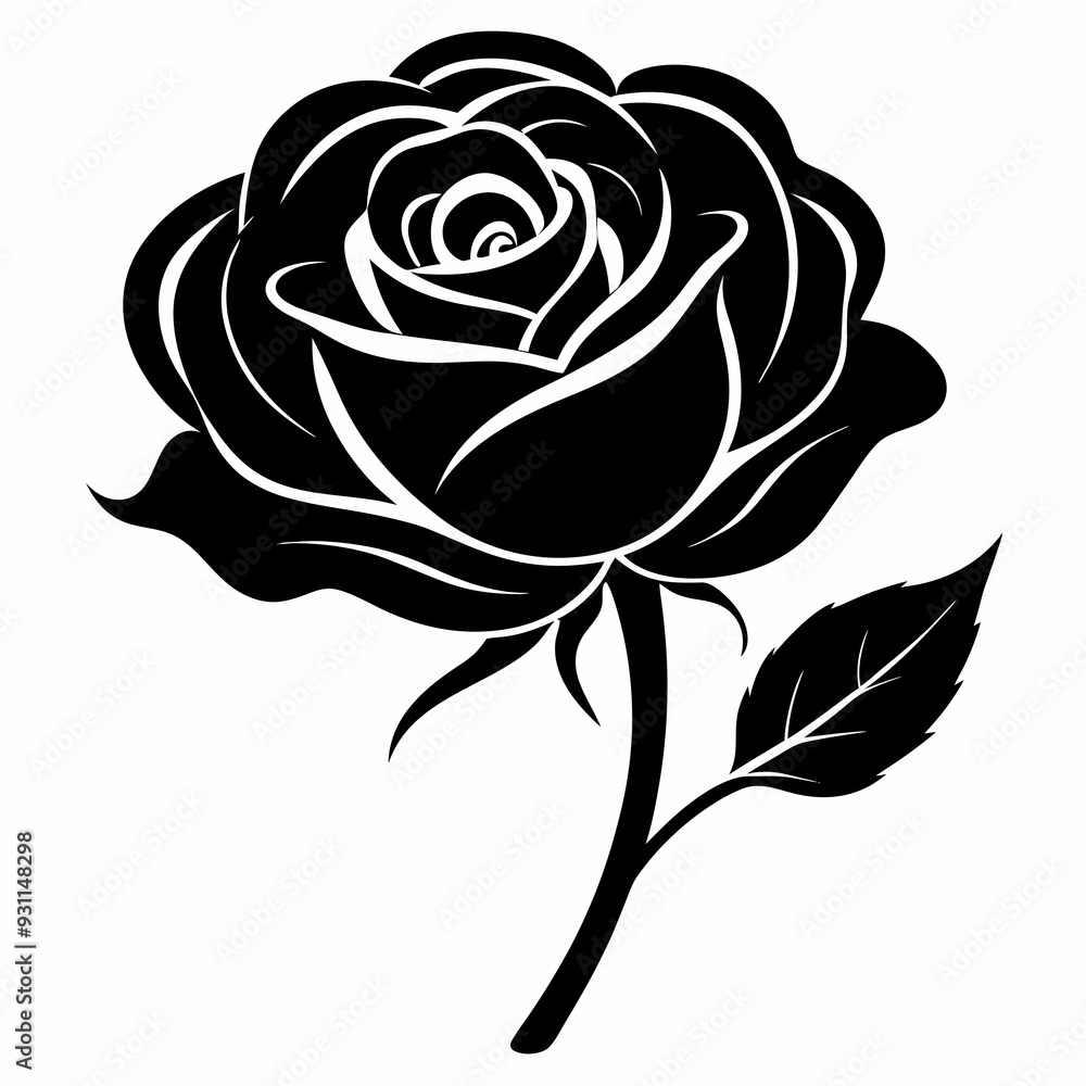 Rose Black illustration, silhouette Rose Black illustration, silhouette