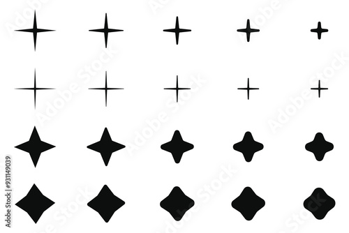 star icon set. Different shape of star icon set.