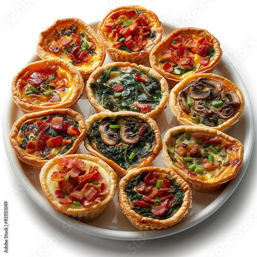 Tray Spinach Feta Quiches Mini Assorted Bacon And photo