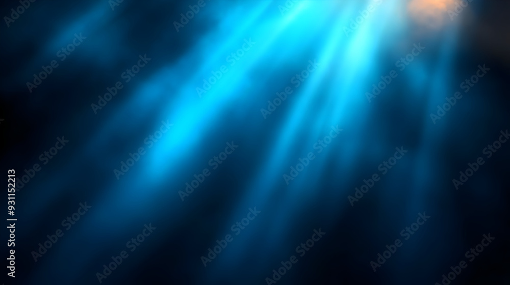 A serene blue light beam illuminating a dark background. A serene blue light beam illuminating a dark background.