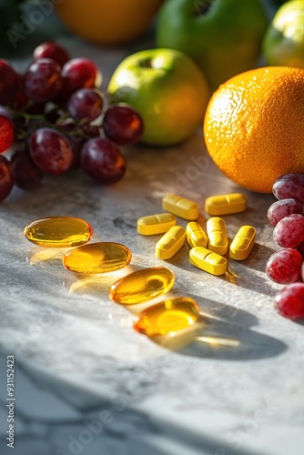 Vitamins and Fruits, a Healthy and Colorful Spread