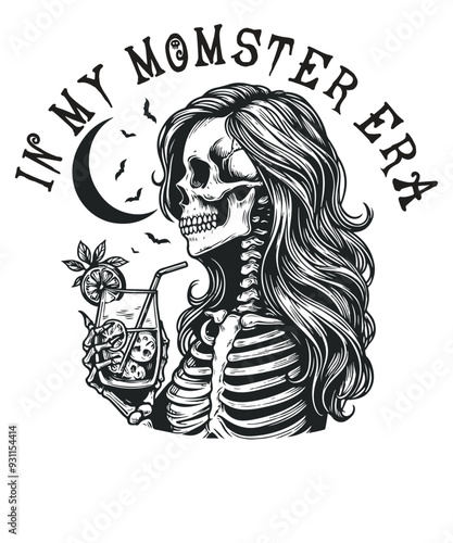 Halloween Mom In My Momster Era Spooky Season Shirt Ghost t-shirt design vector, mom, halloween, mama, spooky, funny, momster, monsters, life, t-shirt, Skeleton women, funny halloween
