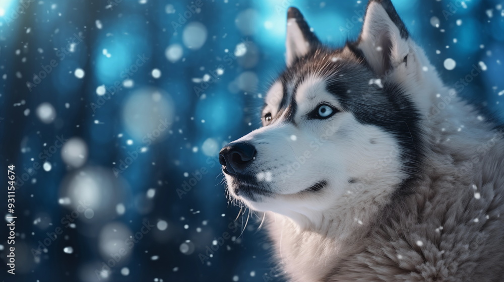 Naklejka premium Sled dogs in cold countrie : Animal. AI Generative.
