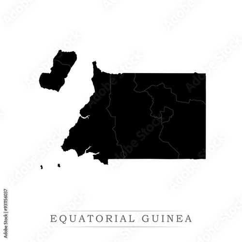 EQUATORIAL GUINEA map on white background vector. Administrative regions of EQUATORIAL GUINEA