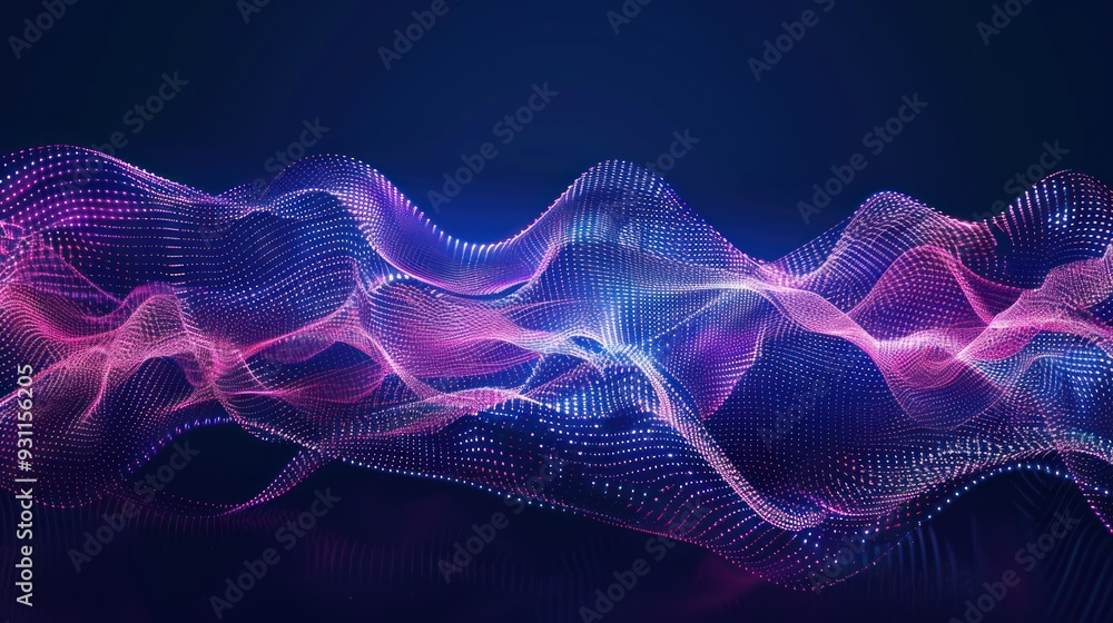 Fototapeta premium Abstract Digital Wave with Neon Lights