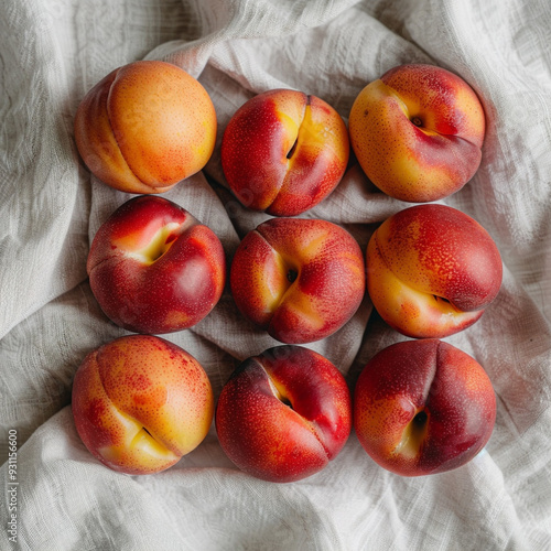 Nectarines Ripe Golden-Yellow Smooth Group Skin With photo