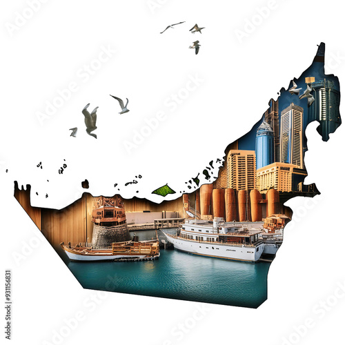 UAE Map with Dubai City PNG