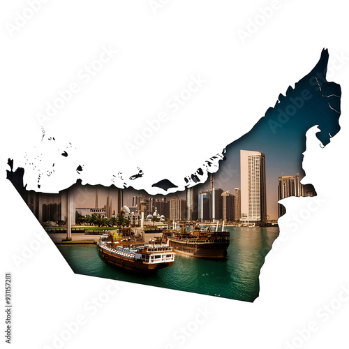 UAE Map with Dubai City PNG