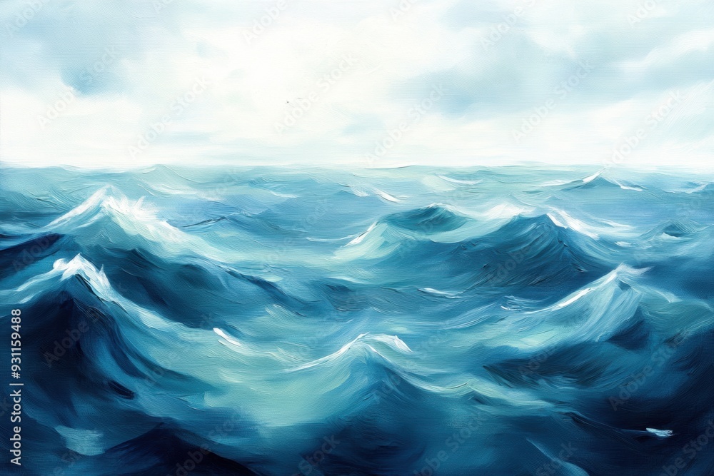 serene ocean waves painting in shades of blue serene ocean waves painting in shades of blue