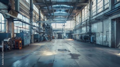 Interior photo of the factory. The interior is clean, tidy, and organized. The camera angle is realistic during the day.