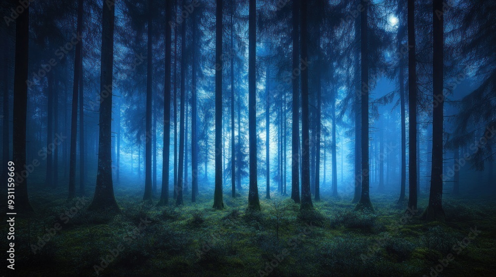 A Mystical Forest bathed in Moonlight A Mystical Forest bathed in Moonlight
