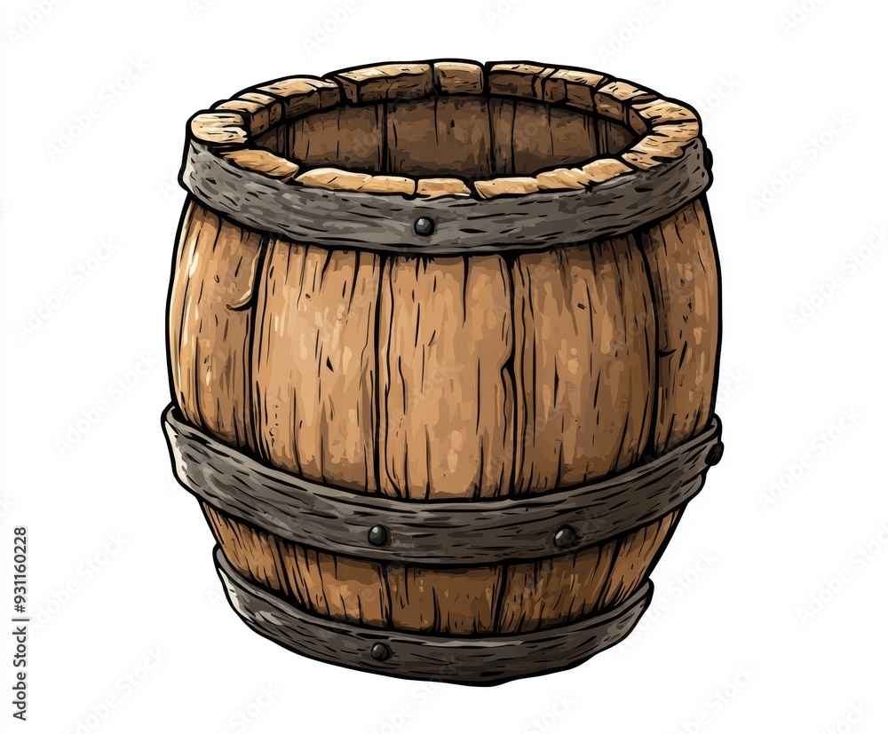 Fototapeta premium Vintage wooden barrel isolated on white background