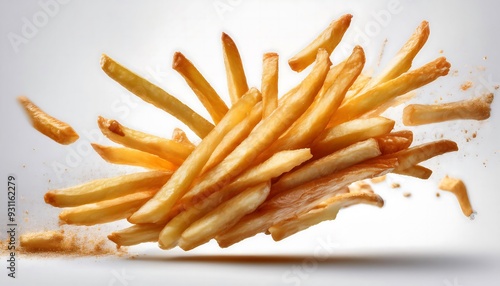 Crispy French Fries Flying in Air