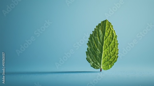 Mint leaf isolated on a blue background photo