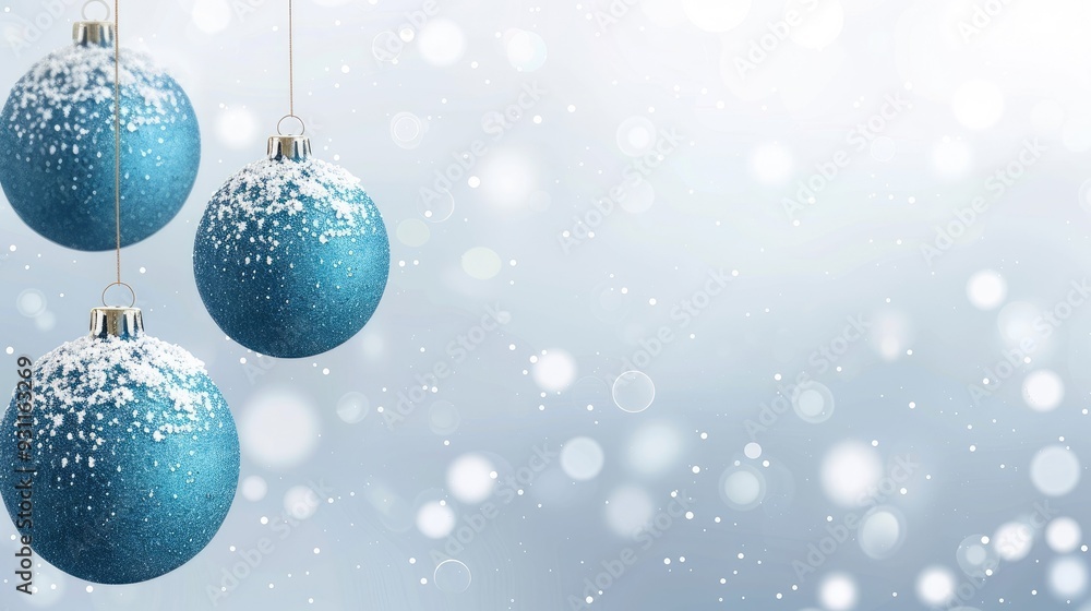 Blue Christmas Ornaments with Snow Blue Christmas Ornaments with Snow