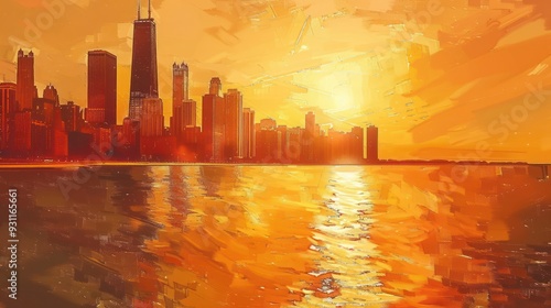 Golden City Skyline at Sunset