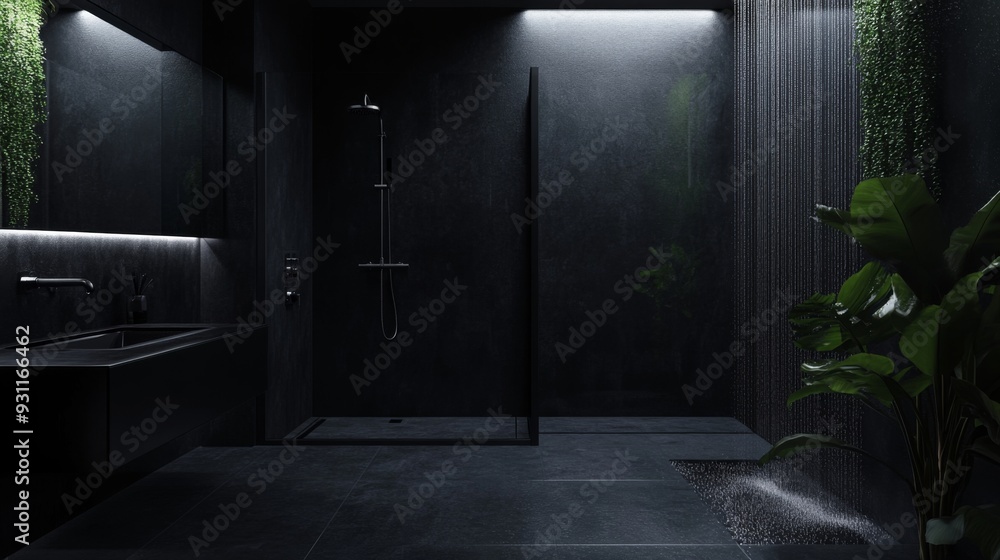 Sleek modern black bathroom with a stunning monochromatic design and minimalist traits Sleek modern black bathroom with a stunning monochromatic design and minimalist traits