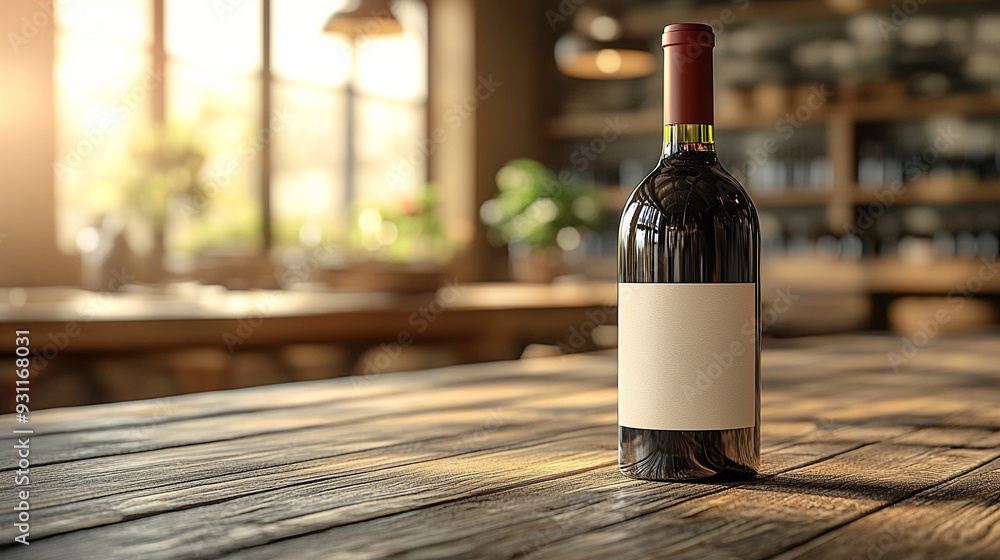 wine bottle with a blank label stands elegantly on a dark surface, ideal for mockup presentations. The minimalistic design, combined with soft lighting, emphasizes the bottle's sophisticated aesthetic wine bottle with a blank label stands elegantly on a dark surface, ideal for mockup presentations. The minimalistic design, combined with soft lighting, emphasizes the bottle's sophisticated aesthetic