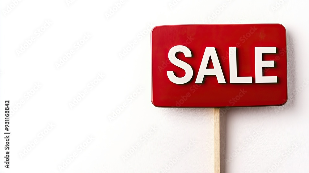 Vibrant Red SALE Sign Against White Background Vibrant Red SALE Sign Against White Background