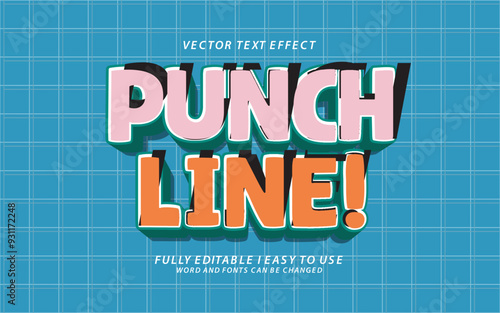 3d editable punch line text effect graphic style template