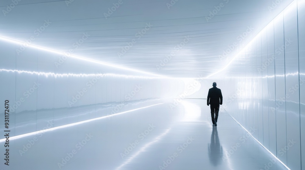 Silhouette of a Man Walking Towards Light Silhouette of a Man Walking Towards Light