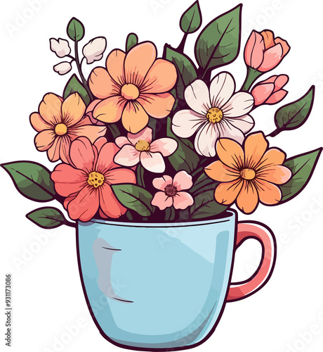 Flower in cup clipart desing illustration