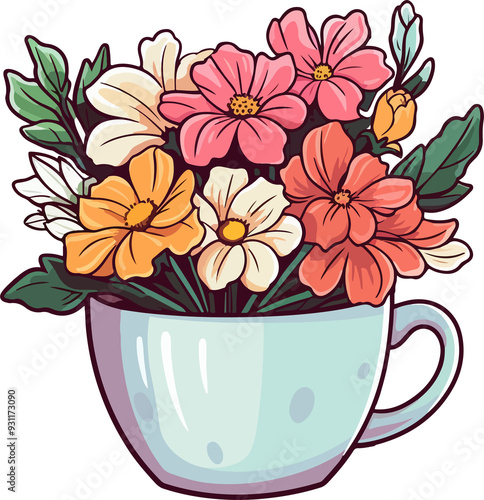 Wallpaper Mural Flower in cup clipart desing illustration Torontodigital.ca