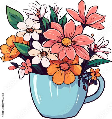 Flower in cup clipart desing illustration