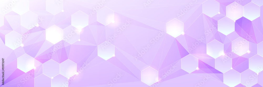 Purple pastel medical and tech background with hexagon pattern and bright sparkles. Realistic vector abstract bg with honeycomb geometric cell texture for medicine and science technology design. Purple pastel medical and tech background with hexagon pattern and bright sparkles. Realistic vector abstract bg with honeycomb geometric cell texture for medicine and science technology design.