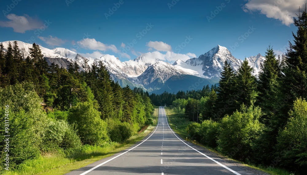 Fototapeta premium Snow clings to the peak, creating an icy crown for the towering mountain.