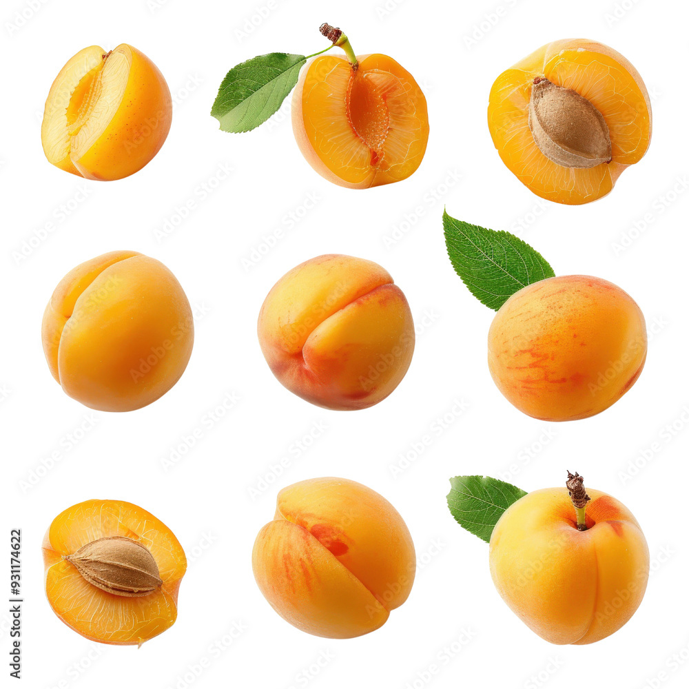 Collection of fresh apricots isolated on a white background. Collection of fresh apricots isolated on a white background.