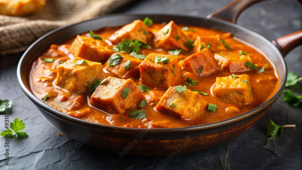 Closeup of Paneer Tikka Masala on dark background, showcasing the popular Indian cuisine, Paneer, Tikka, Masala, Indian, Cuisine Closeup of Paneer Tikka Masala on dark background, showcasing the popular Indian cuisine, Paneer, Tikka, Masala, Indian, Cuisine