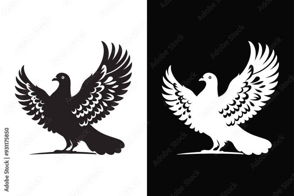 Pigeon vector style with black and white background. Pigeon vector style with black and white background.
