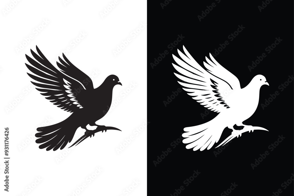 Pigeon vector style with black and white background. Pigeon vector style with black and white background.