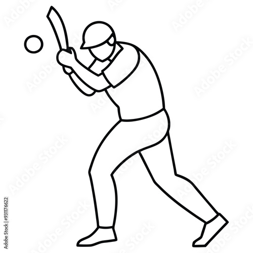 Cricketer Best Performance Color Line Art Vector Design.