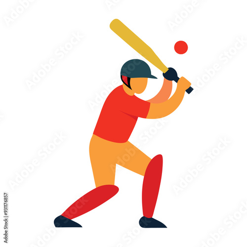 Cricketer Best Performance Color Line Art Vector Design.