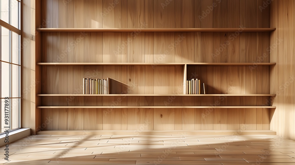 Empty Bookshelf in a Sunlit Room Empty Bookshelf in a Sunlit Room