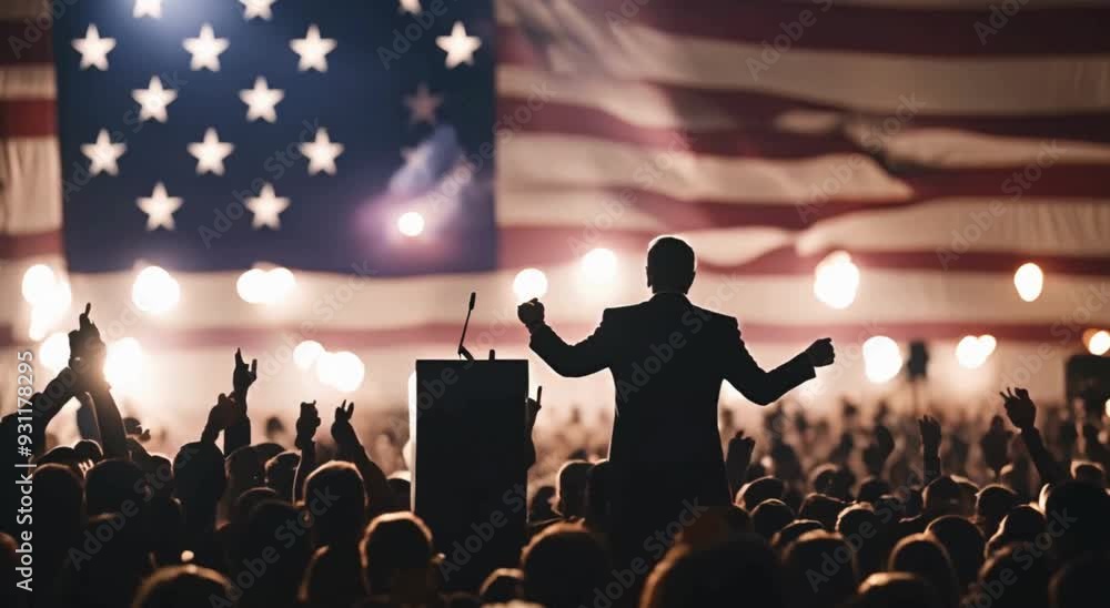 Political Rally: Silhouette of Leadership Political Rally: Silhouette of Leadership