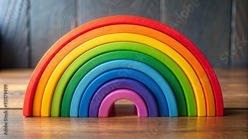 high definition image of a colorful wooden rainbow stacker toy, wooden, rainbow, stacker, toy, colorful