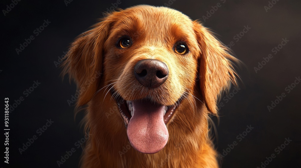 A cheerful golden retriever with a bright smile, showcasing a warm and friendly personality in a captivating portrait. A cheerful golden retriever with a bright smile, showcasing a warm and friendly personality in a captivating portrait.