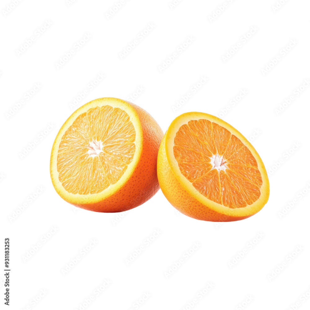 Halved orange, symbolizing freshness and healthy eating, perfect for food-related content and citrus product promotions, isolated on transparent background Halved orange, symbolizing freshness and healthy eating, perfect for food-related content and citrus product promotions, isolated on transparent background