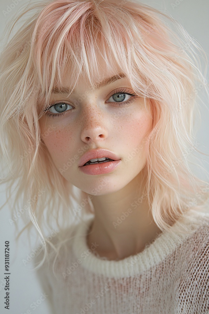 Soft and dreamy portrait of a woman with pastel hair Soft and dreamy portrait of a woman with pastel hair