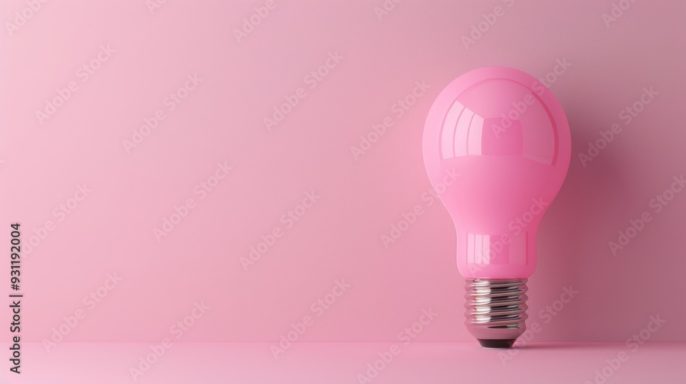 A minimalistic and elegant image of a pink lightbulb against a plain background, with plenty of copy space for adding text or graphics. The image conveys concepts of creativity, innovation, and A minimalistic and elegant image of a pink lightbulb against a plain background, with plenty of copy space for adding text or graphics. The image conveys concepts of creativity, innovation, and