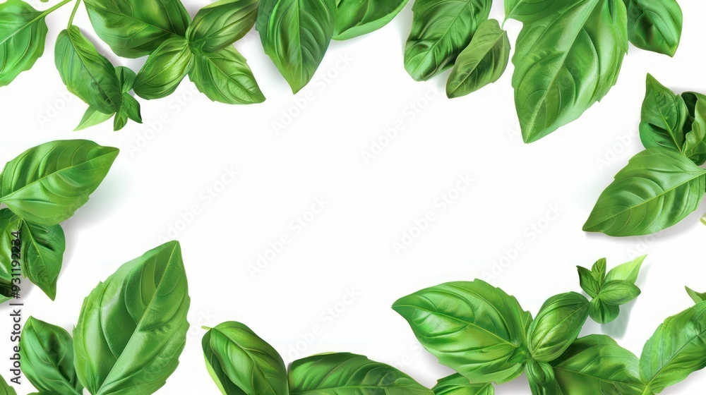 Fresh Basil Leaves Border Fresh Basil Leaves Border