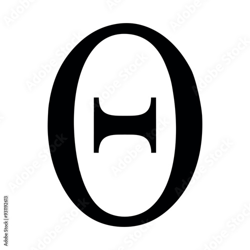 Theta greek letter, uppercase. Theta symbol, black isolated vector illustration