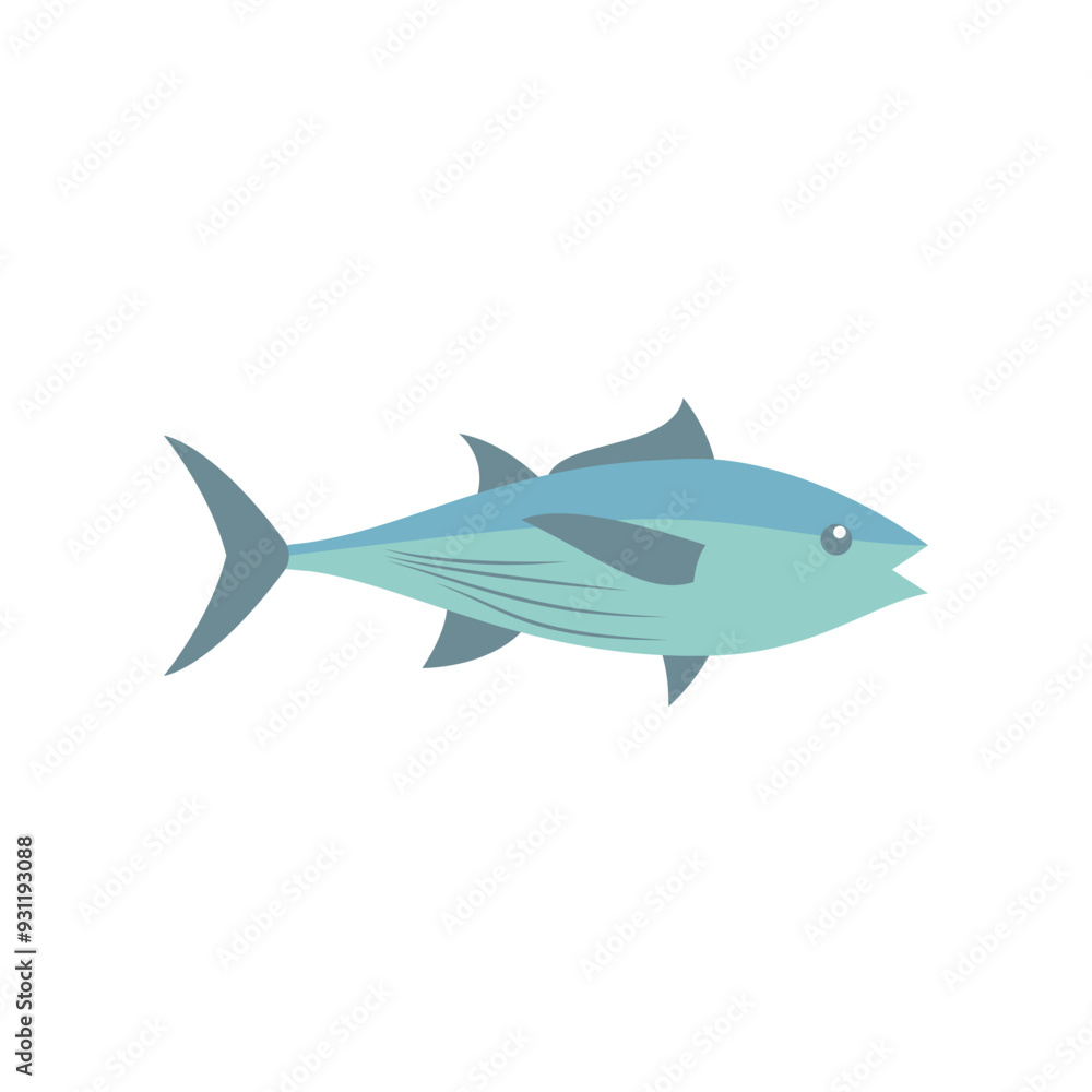 Obraz premium Vector illustration of fresh tuna or tunny ocean fish on white. For menu, label, recipe, product packaging. Oceanfood design element. For action promotion and advertising, mockup. EPS 10
