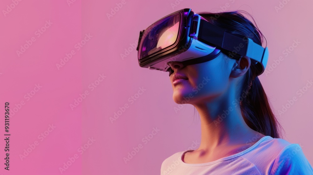 Woman Experiencing Virtual Reality Woman Experiencing Virtual Reality