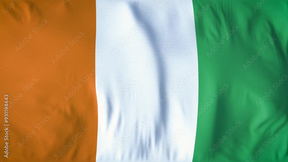IVORY COAST COUNTRY FLAG. A mesmerizing, ultra-slow-motion video of a high-quality flag gracefully waving in the wind, capturing every delicate ripple and fold in stunning detail. IVORY COAST COUNTRY FLAG. A mesmerizing, ultra-slow-motion video of a high-quality flag gracefully waving in the wind, capturing every delicate ripple and fold in stunning detail.